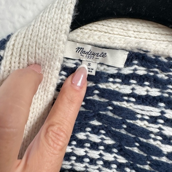 MADEWELL Fair Isle sweater Cardigans SMALL E6033 navy ivory - Picture 5 of 8
